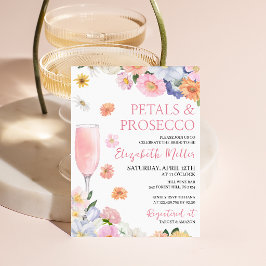 Invitación Ducha Nupcial con Pétalos de Naranja Rosa Prosecco