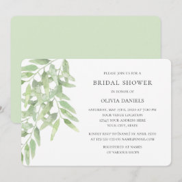 Invitación Ducha nupcial con ramas de olivo. Jardín de vegeta