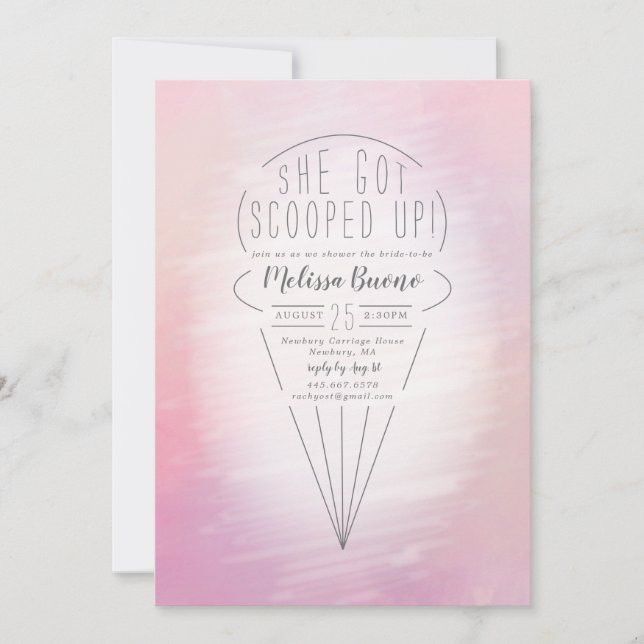 Invitación Ducha nupcial con tema de crema de hielo Scoopup (Anverso)