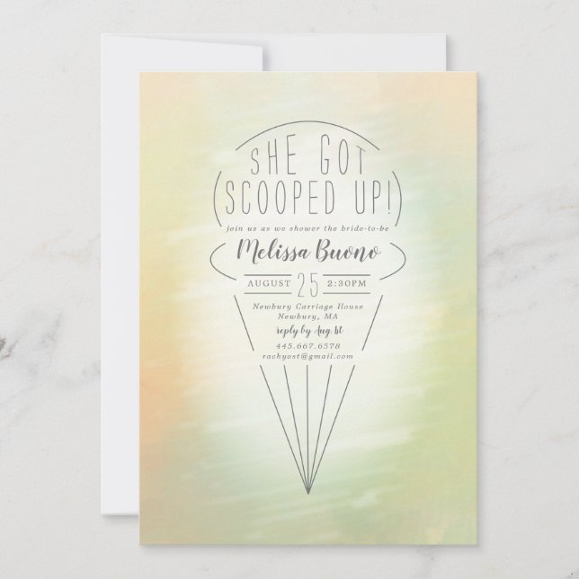 Invitación Ducha nupcial con tema de crema de hielo Scoopup (Anverso)