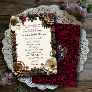 Invitación Ducha nupcial con temas góticos de Steampunk