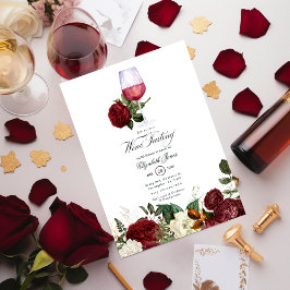 Invitación Ducha nupcial con temática de vino floral de borgo
