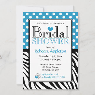Invitación Ducha nupcial con tinta azul y cebra