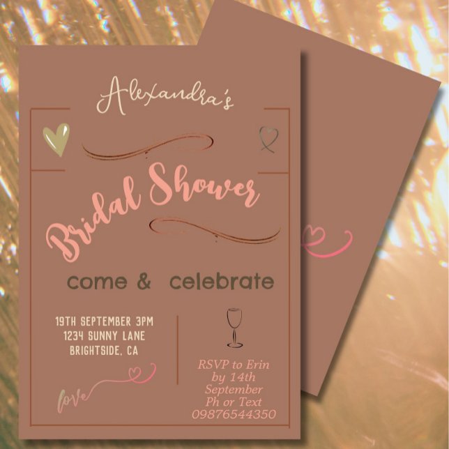 Invitación Ducha nupcial Corazón Escrito A Mano Moderna (Subido por el creador)