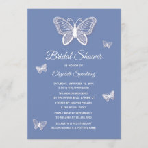 Ducha nupcial Cornflower Mariposas azules y blanca