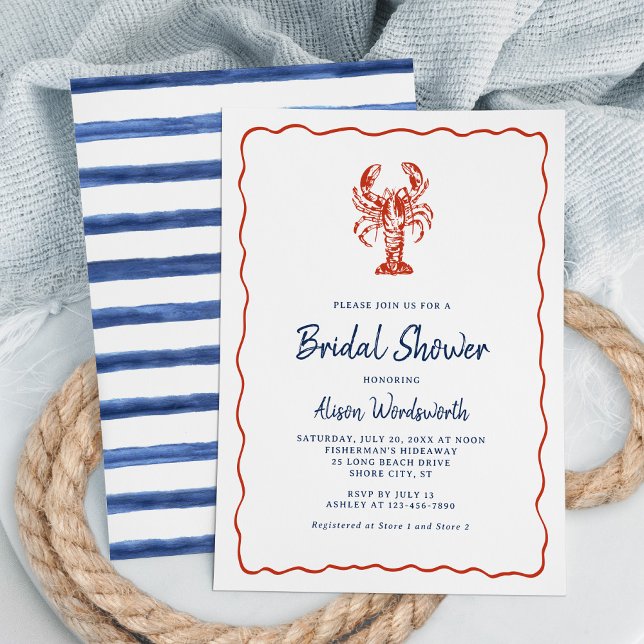Invitación Ducha nupcial costera de langosta náutica (Subido por el creador)