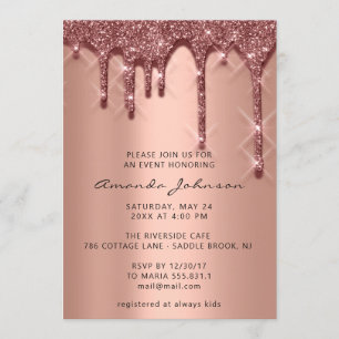 Invitación Ducha nupcial Cumpleaños 16.º Oro Rosa de Drips 3D