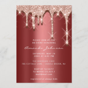 Invitación Ducha nupcial Cumpleaños 16 Rosa 3D Borgoña