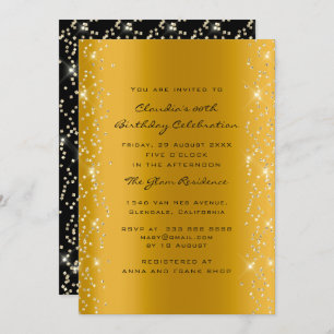 Invitación Ducha nupcial Cumpleaños Coral Confetti Oro Negro