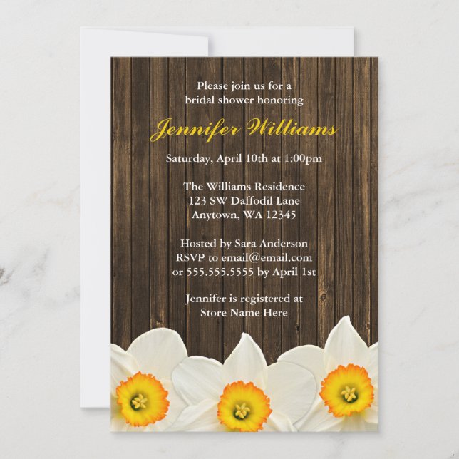 Invitación Ducha nupcial Daffodil Barn (Anverso)