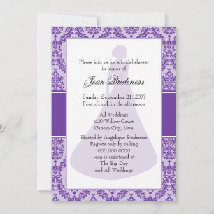 Invitación Ducha nupcial Damask de Purple Heart