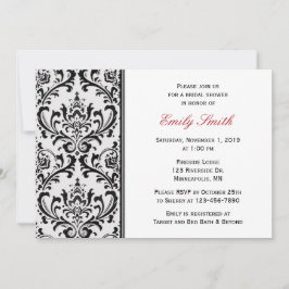 Invitación Ducha nupcial Damask moderna en blanco y negro