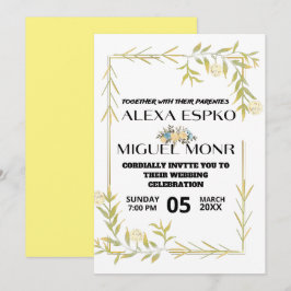 Invitación Ducha nupcial de abeja flores amarillas fiesta