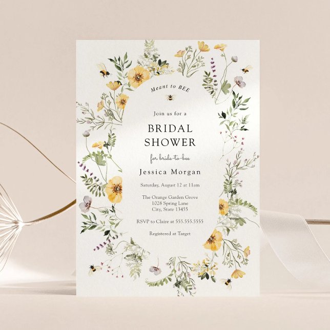 Invitación Ducha nupcial de abeja y flor silvestre (Subido por el creador)