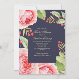 Invitación Ducha nupcial de acuarela azul de la Marina