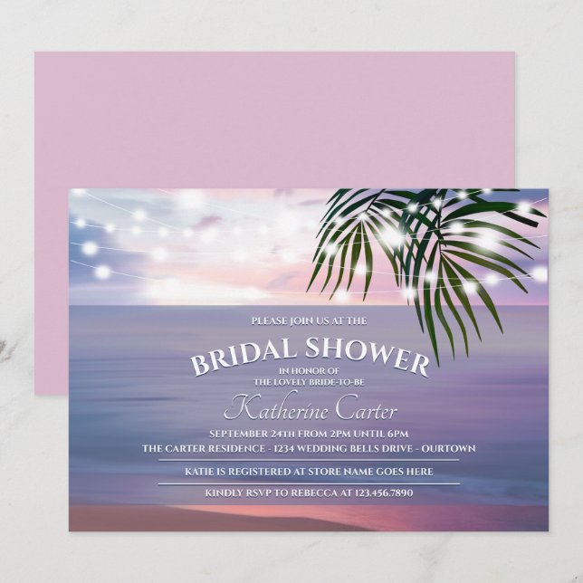 Invitación Ducha nupcial de acuarela tropical (Anverso / Reverso)