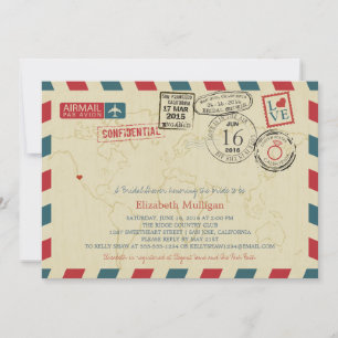 Invitación Ducha nupcial de Airmail para viajeros de Californ