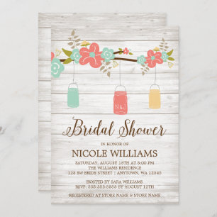Invitación Ducha nupcial de albañil de la rama de madera
