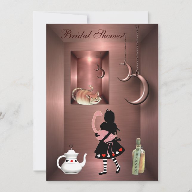 Invitación Ducha nupcial de Alicia, del flamenco y del gato (Anverso)
