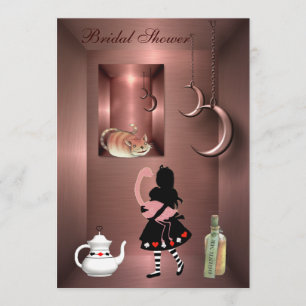 Invitación Ducha nupcial de Alicia, del flamenco y del gato