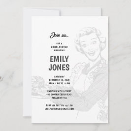 Invitación Ducha nupcial de ama de casa de los años 50