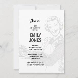 Invitación Ducha nupcial de ama de casa de los años 50