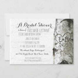Invitación Ducha nupcial de árbol de birch del corazón tallad