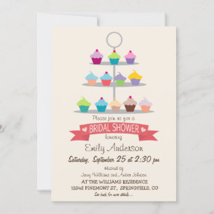 Invitación Ducha nupcial de árbol de pasteles coloridos