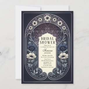 Invitación Ducha nupcial de Art Nouveau floral de Anemone