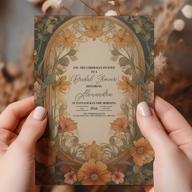 Invitación Ducha nupcial de Art Nouveau floral de época (Subido por el creador)