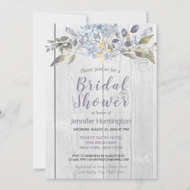 Invitación Ducha nupcial de Barnwood floral de bonito (Anverso)