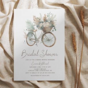 Invitación Ducha nupcial de bicicleta de flores de Boho minim
