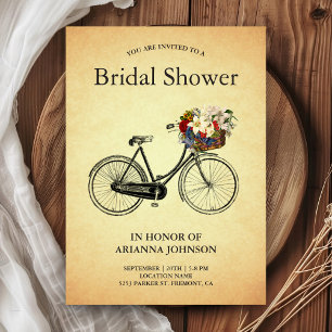 Invitación Ducha nupcial de bicicleta floral vintada