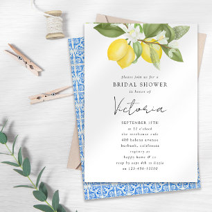 Invitación Ducha nupcial de Blue Tile Lemons