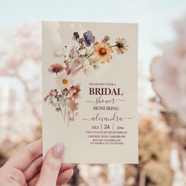 Invitación Ducha nupcial de Boho Autumn Wildflower (Subido por el creador)