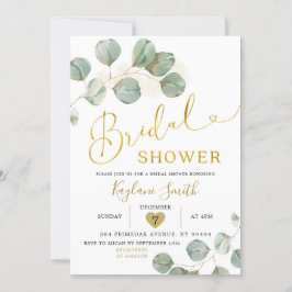 Invitación Ducha nupcial de Boho Eucalyptus Gold Greenerenery