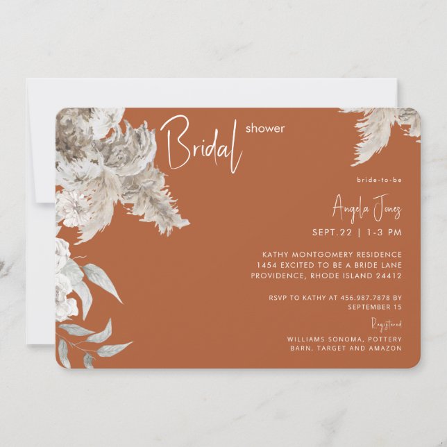 Invitación Ducha nupcial de Boho Flair Terracotta (Anverso)