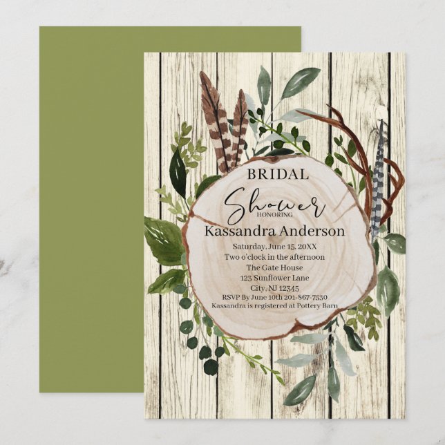 Invitación Ducha nupcial de boho floral rusa (Anverso / Reverso)