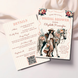Invitación Ducha nupcial de Boho Occidental Cowgirl Horse Flo
