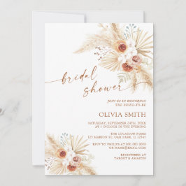 Invitación Ducha nupcial de Boho Pampas