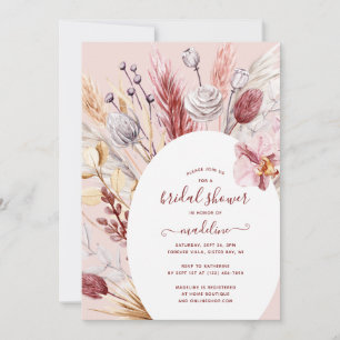 Invitación Ducha nupcial de Boho Pampas Grass Floral