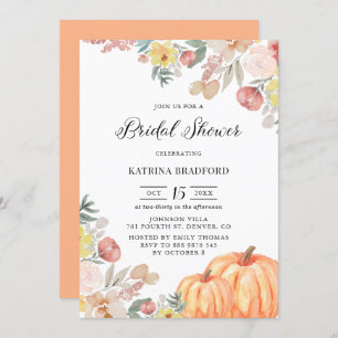 Invitación Ducha nupcial de Boho Pumpkins Botanical Fall