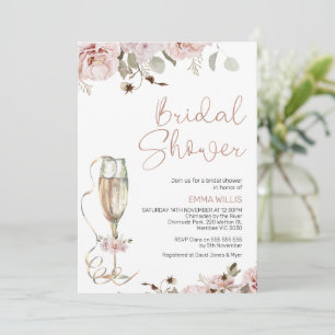 Invitación Ducha nupcial de Boho Rubor Floral Eucalyptus
