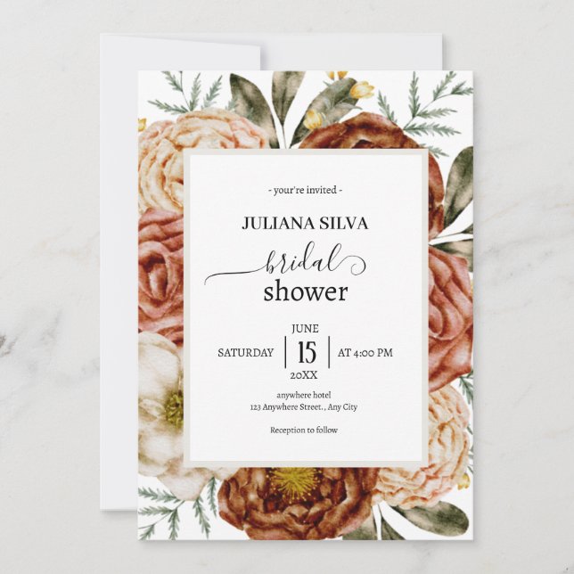 Invitación Ducha nupcial de Boho Terracotta (Anverso)