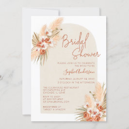 Invitación Ducha nupcial de Boho Terracotta Pampas