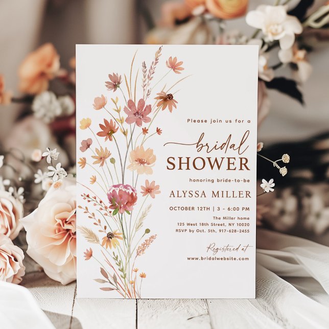 Invitación Ducha nupcial de Boho Terracotta Wildflower (Subido por el creador)