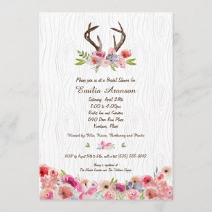 Invitación Ducha nupcial de Bois de las flores de las astas