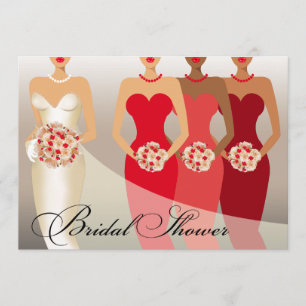 Invitación Ducha nupcial de BRIDE ÉTNICO rojo