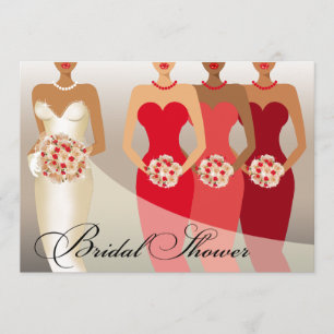 Invitación Ducha nupcial de BRIDE ÉTNICO rojo II