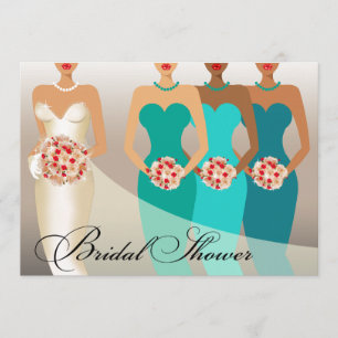 Invitación Ducha nupcial de BRIDE ÉTNICO verde azulado